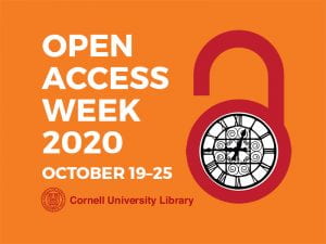 Cornell's OA Week Logo of an open lock