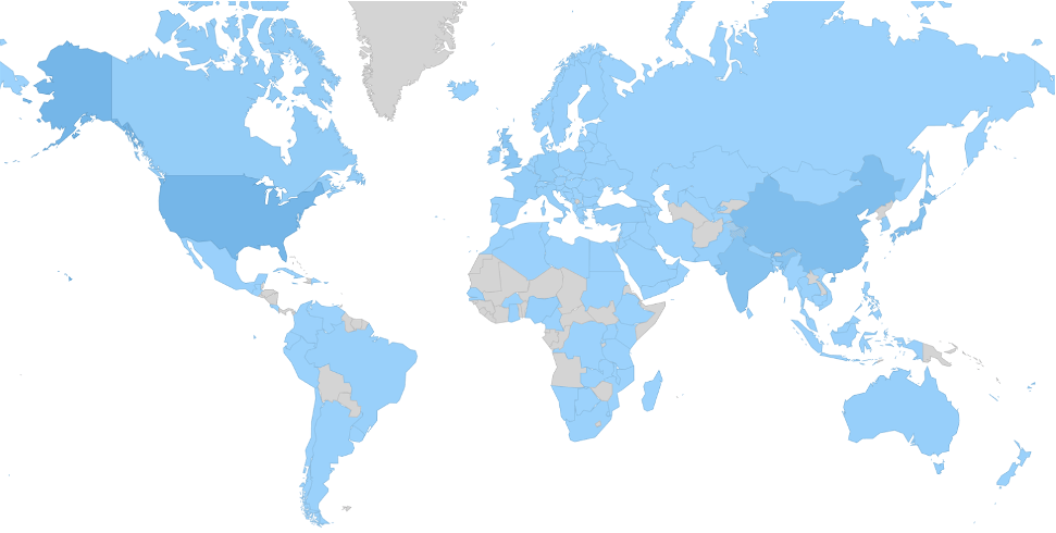 arXiv submissions by country