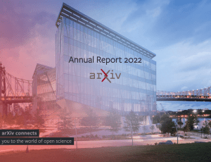 Photo of Cornell Tech overlaid with the text "Annual Report"